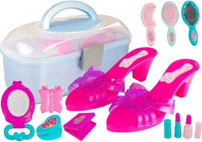Kuffert med beautytilbehør til små prinsesser – sandaler, curlere og perler
