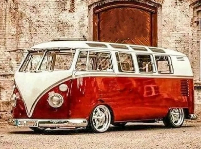 Diamantmaling Rød Volkswagen 30x40 cm