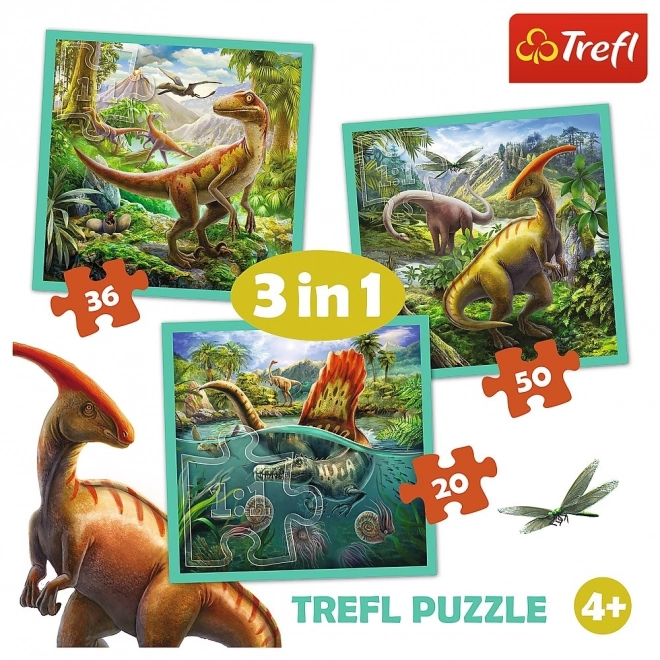 Puslespil 3i1 Dinosaurens Verden 20x19,5cm i kasse 28x28x6cm