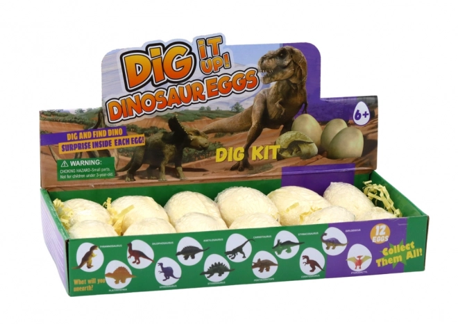 Arkæologisk sæt Dinosaur Udgravningsæg Kort 12 stk