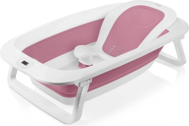 Lionelo Foldbar badekar med termometer og liggestol Pink Magnolia