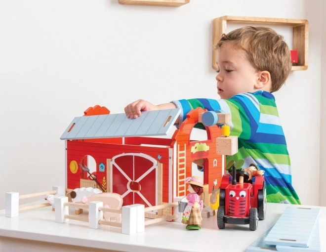 Le Toy Van rød traktor og trailer