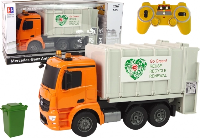 RC skraldevogn MERCEDES-BENZ ANTOS orange med container