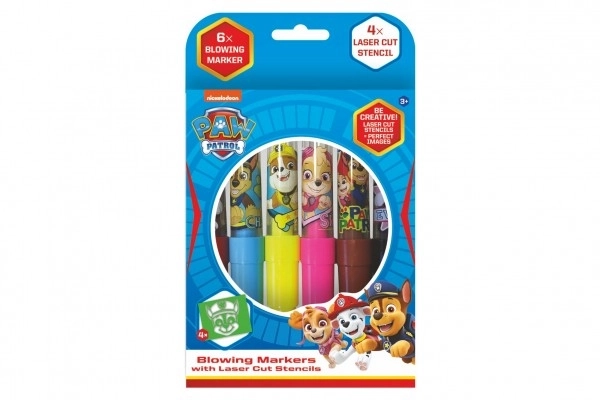 Fixy blæsepens 6 stk med skabeloner Paw Patrol/Paw Patrol i æske 12x19cm