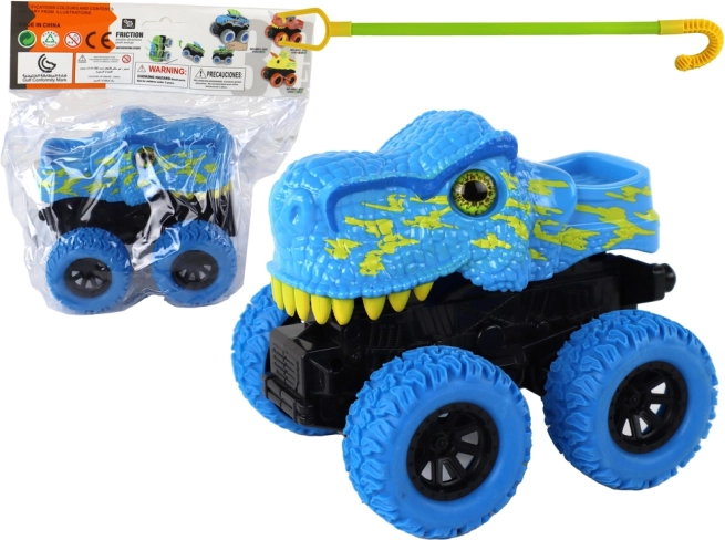 Terrængående dinosaurbil med gummihjul blå