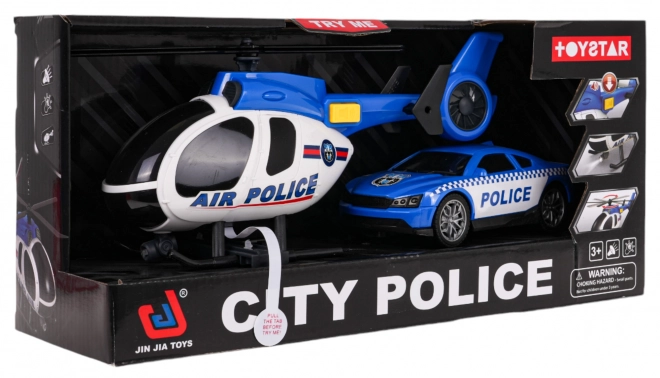 Sæt helikopter + politibil
