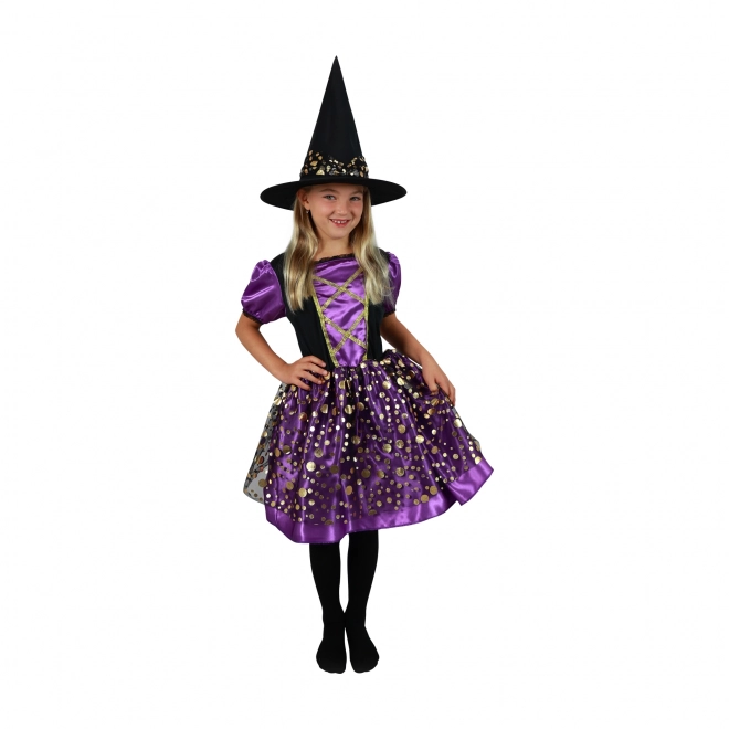 Børnekostume heks lilla-sort