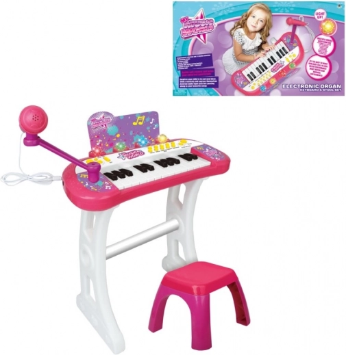 E-piano med stativ og mikrofon til børn