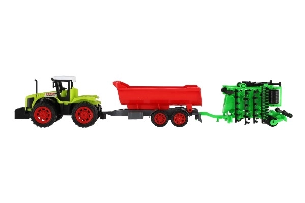 Traktor med trailer og porte