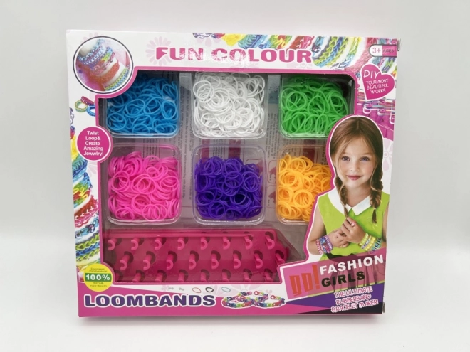 Kreativt sæt til fremstilling af armbånd LOOM BANDS – 1200 elastikker