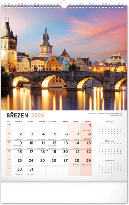 Vægkalender Prag 2026