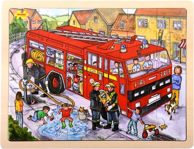 Bigjigs Toys træpuslespil Brandmænd 24 brikker