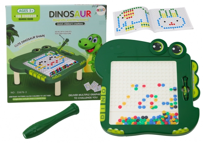Magnetisk tavle pædagogisk Dinosaur - Grøn med perler