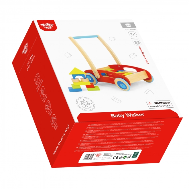 Træ gåvogn med klodser Tooky Toy