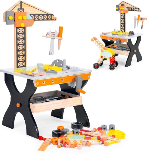 Træarbejdsbord til børn med værktøj ECOTOYS