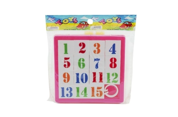 Flytte-puslespil tal plast 8x8cm assorteret 4 farver i pose