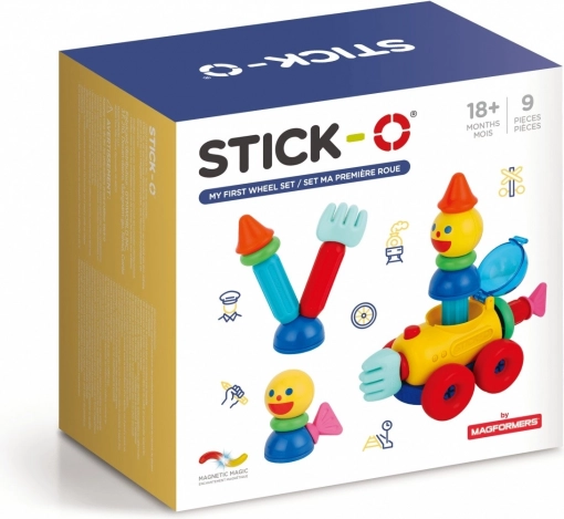 Magnetiske legetøj Stick-O Min første sæt med hjul 9 dele