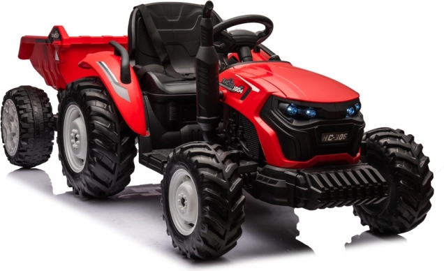 Batteridrevet traktor HC-306 rød med trailer 24V
