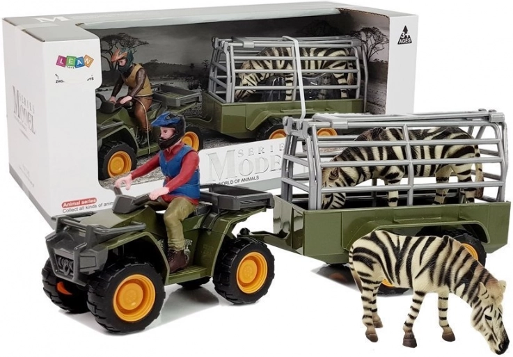 ATV med trailer og zebra – sæt med figurer til børn