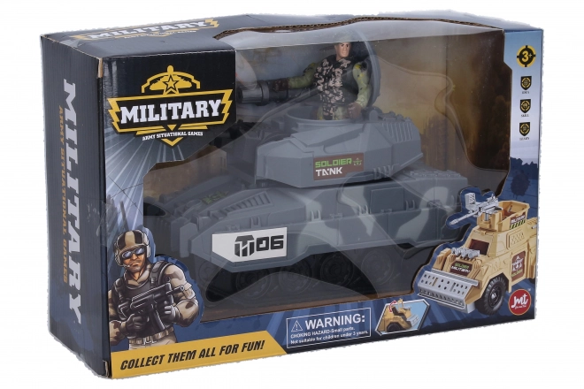 Tank med Militær Figur og Funktionelt Artilleri