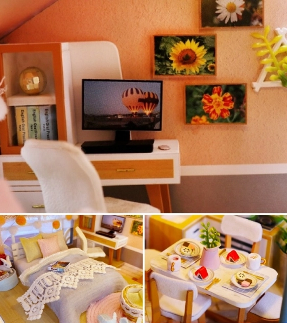 Ni miniature huse farvet glasur hus