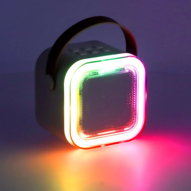 Karaoke sæt 2 mikrofoner + bærbar højttaler BLUETOOTH USB LED beige farve