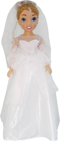 Brud-dukke 80 cm i elegante bryllupskjoler