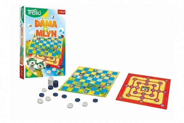 Dame og Mølle med Familiens Treflik-brætspil