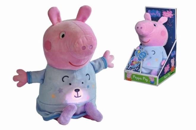 Peppa Pig 2-i-1 plys-sovekammerat spil + lys, blå, 25 cm