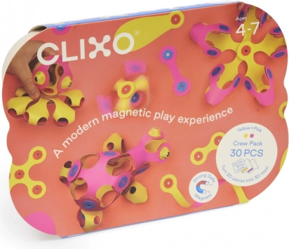 Magnetiske blokke Clixo Crew pack, lyserød og gul