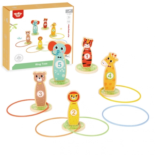 Træ-færdighedsspil Tooky Toy - kast på mål dyr