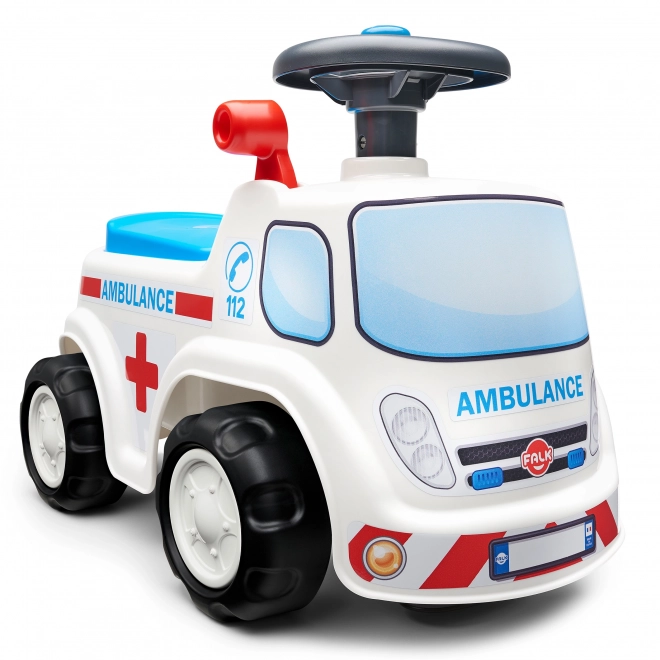FALK Løbecykel Ambulance med åbent sæde og horn på rattet