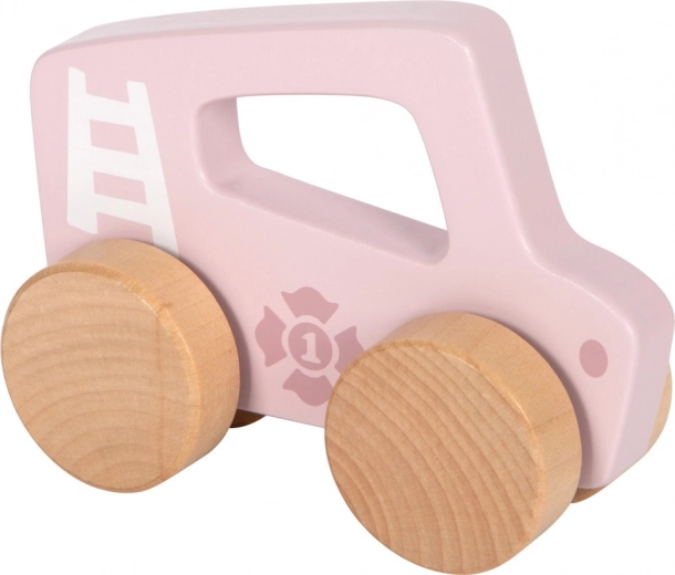 Træbil i rosa til at skubbe