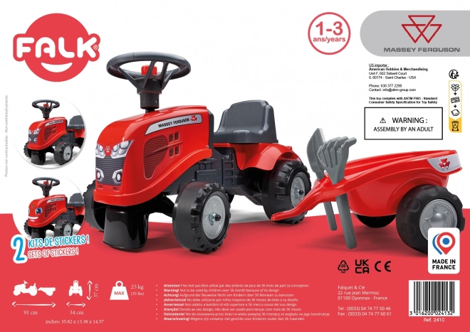Skubbetraktor Massey Ferguson rød med rat og va