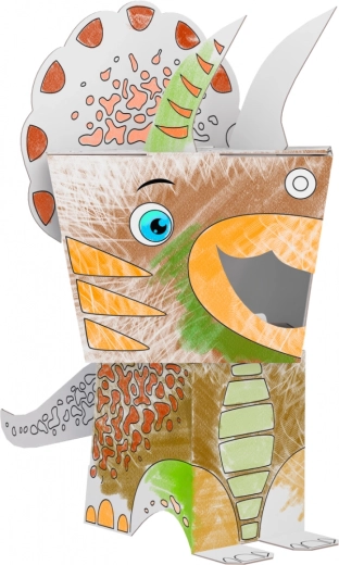 Papir 3D puslespil til farvelægning – kat – Triceratops