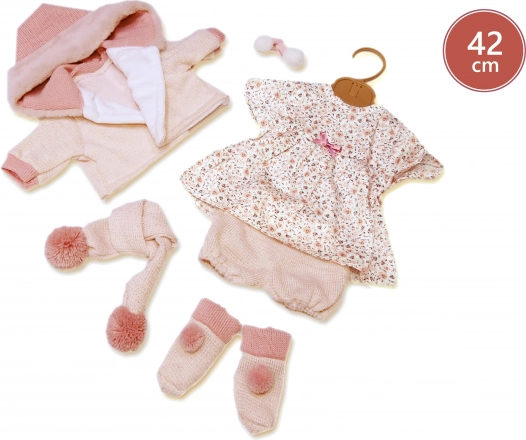 dukkeoutfit til 42 cm med lyserøde accessories LLORÉNS