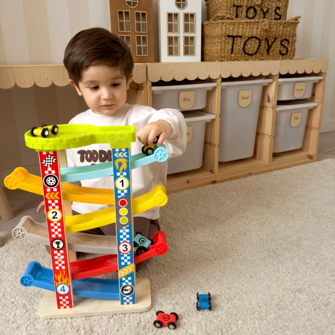 Tooky Toy Farverig bilrutschebane