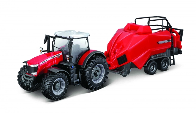 Model af traktoren Massey Ferguson 8740S med ballepresser