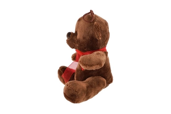 Plys bamse med sløjfe og hjerte 12 cm