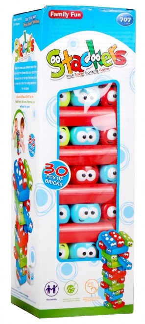 Spil Jenga Junior til b8ff8rn 3+ Te5rn af blokke + farvede bje6lker + terning