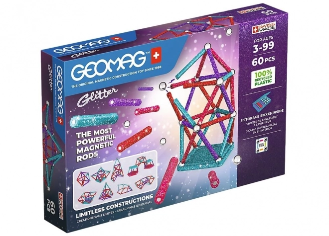 Magnetisk byggesæt GEOMAG Glitter 60 dele