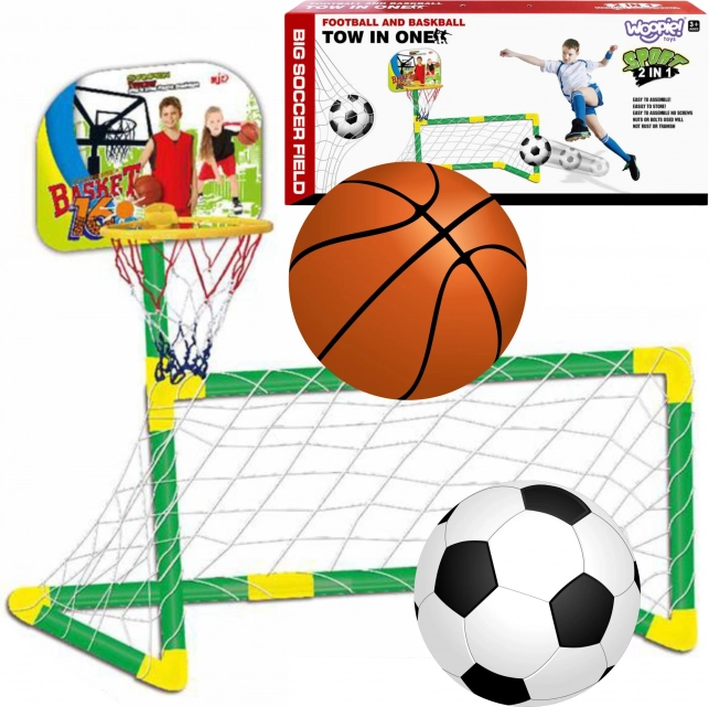Woopie 2-i-1 kurv og fodboldmål med bolde