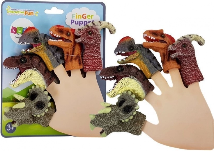 Gummi fingerdukker dinosaurer, sæt med 5 stk.