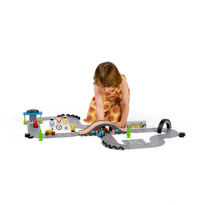 Bigjigs Rail Træ Racerdag Autodræs