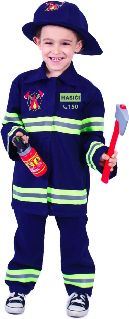 Børnekostume brandmand – tjekkisk tryk, størrelse L