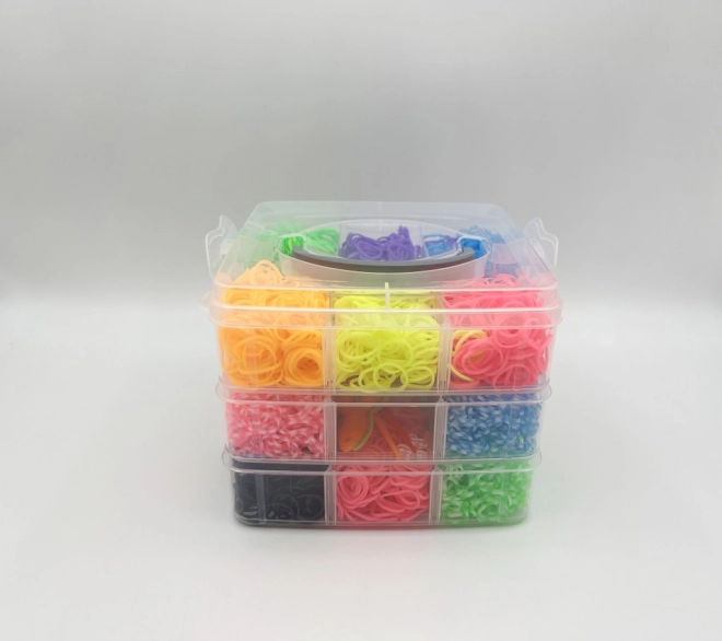 Sæt med elastikker til fremstilling af Loom Band-armbånd, 3000 stk i boks