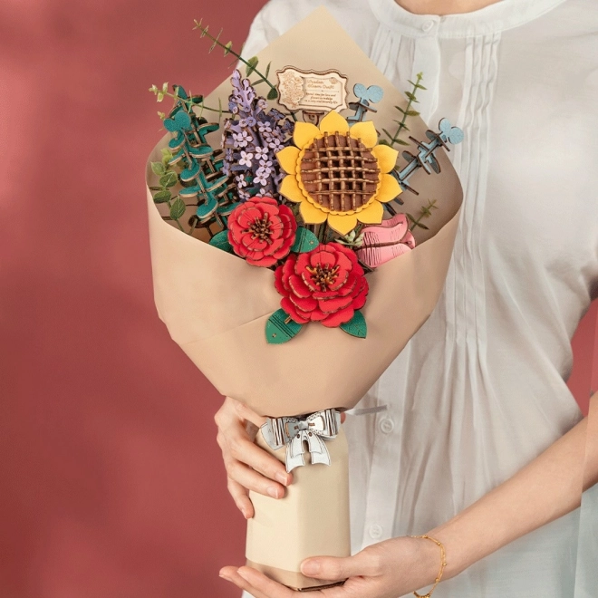 Træ 3D puslespil blomsterbuket Rowood