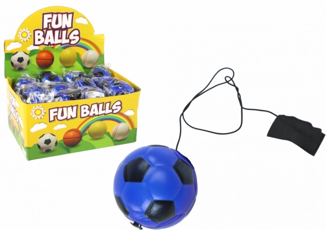 PU fodboldbold med jojo-gummi til hop 6 cm blå