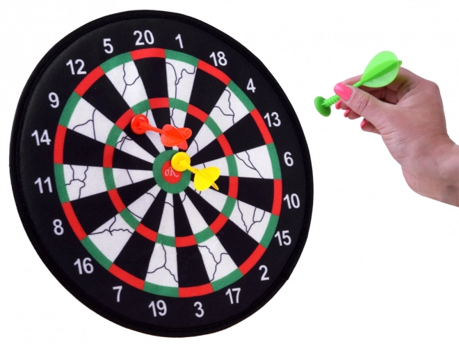 Skive med velcro og pile samt skumammunition