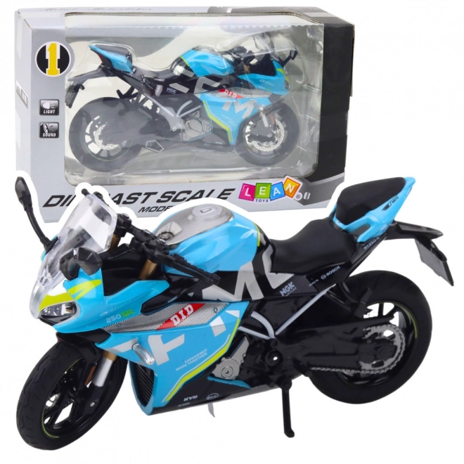 Sportmotorcykel metal blå 1:12